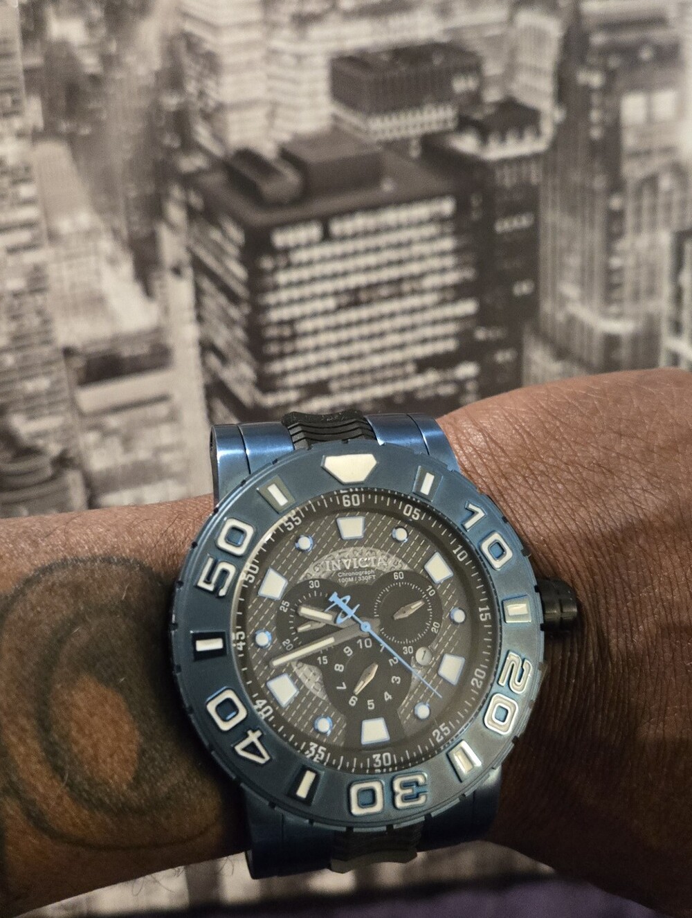 Invicta Blue and Black Chronograph Dive Watch